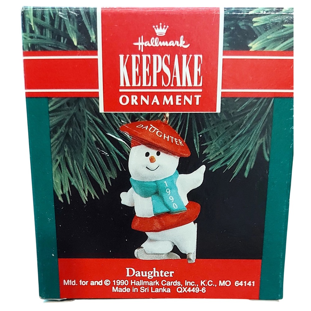 Vintage 1990 Hallmark Keepsake Ornament Daughter Snowman Ice Skating QX449-6